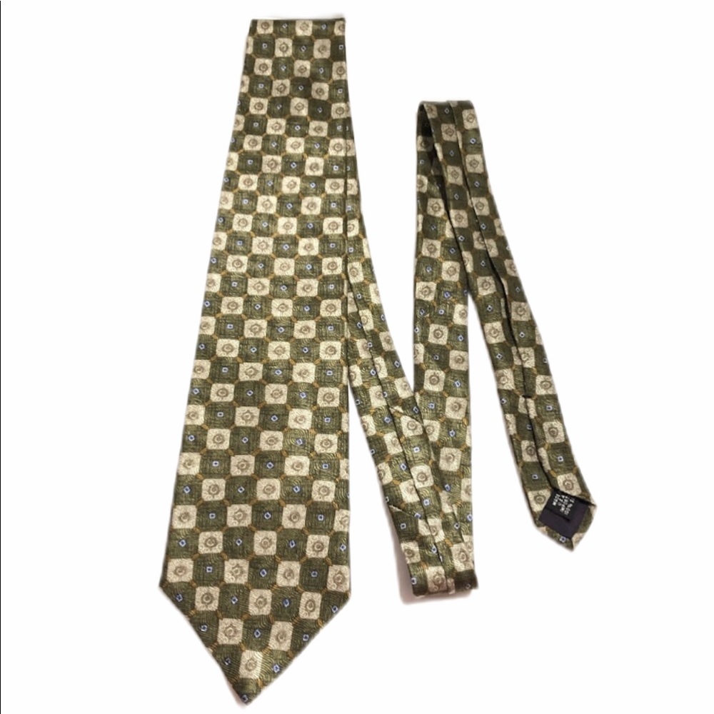 Geoffrey Beene Silk Green Patterned Men’s Tie